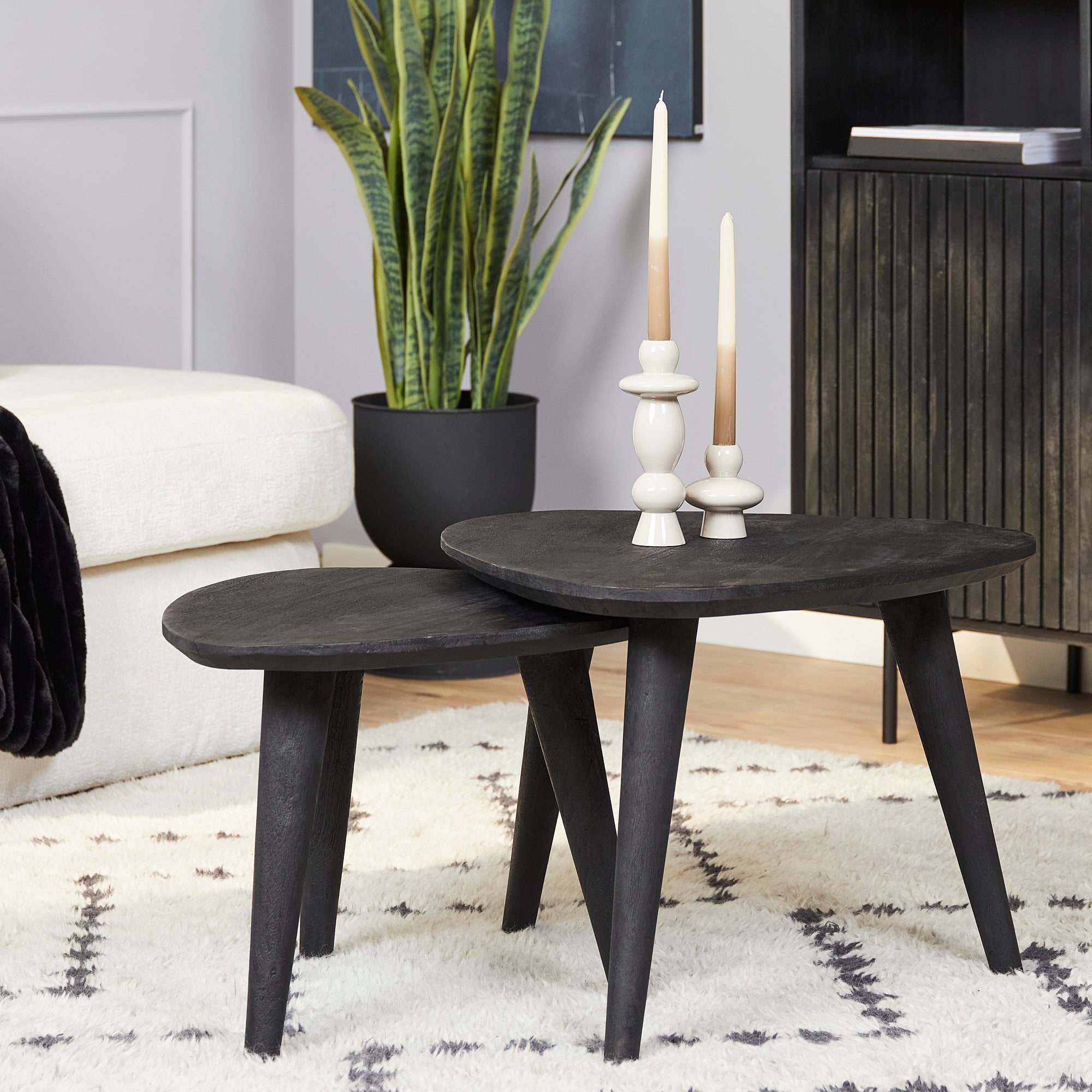Salontafel Omaha Black | Set van 2 | Mangohout