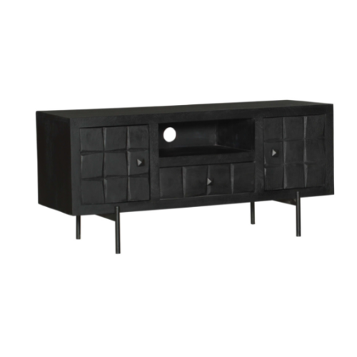 Tv meubel Brandy Black | Mangohout | Zwart patroon
