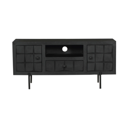 Tv meubel Brandy Black | Mangohout | Zwart patroon