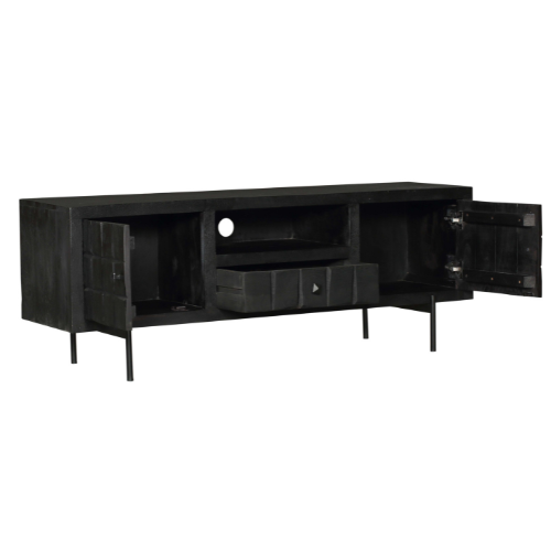 Tv meubel Brandy Black | Mangohout | 150 cm