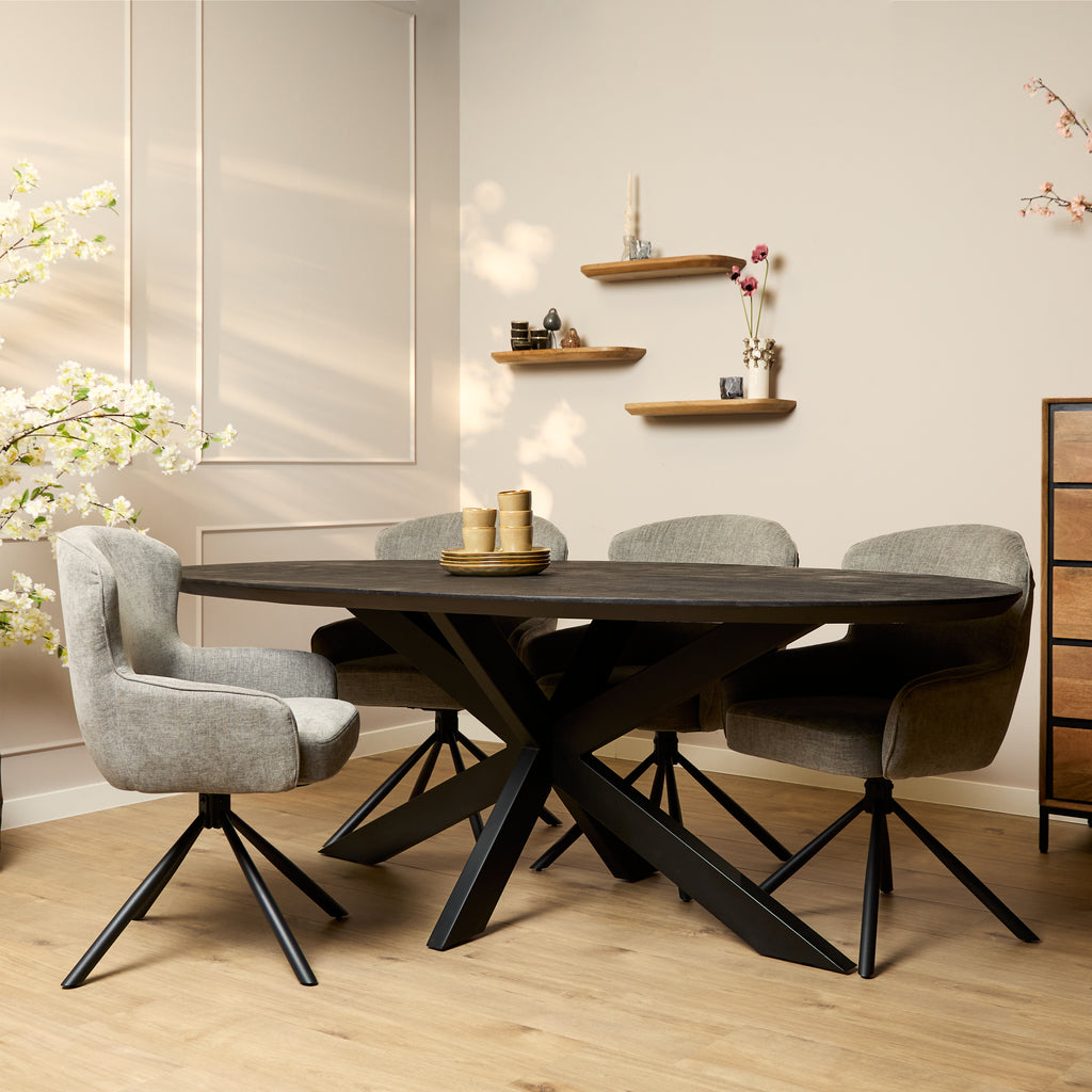 Eettafel Brandy Zwart | 210 cm | Ovaal