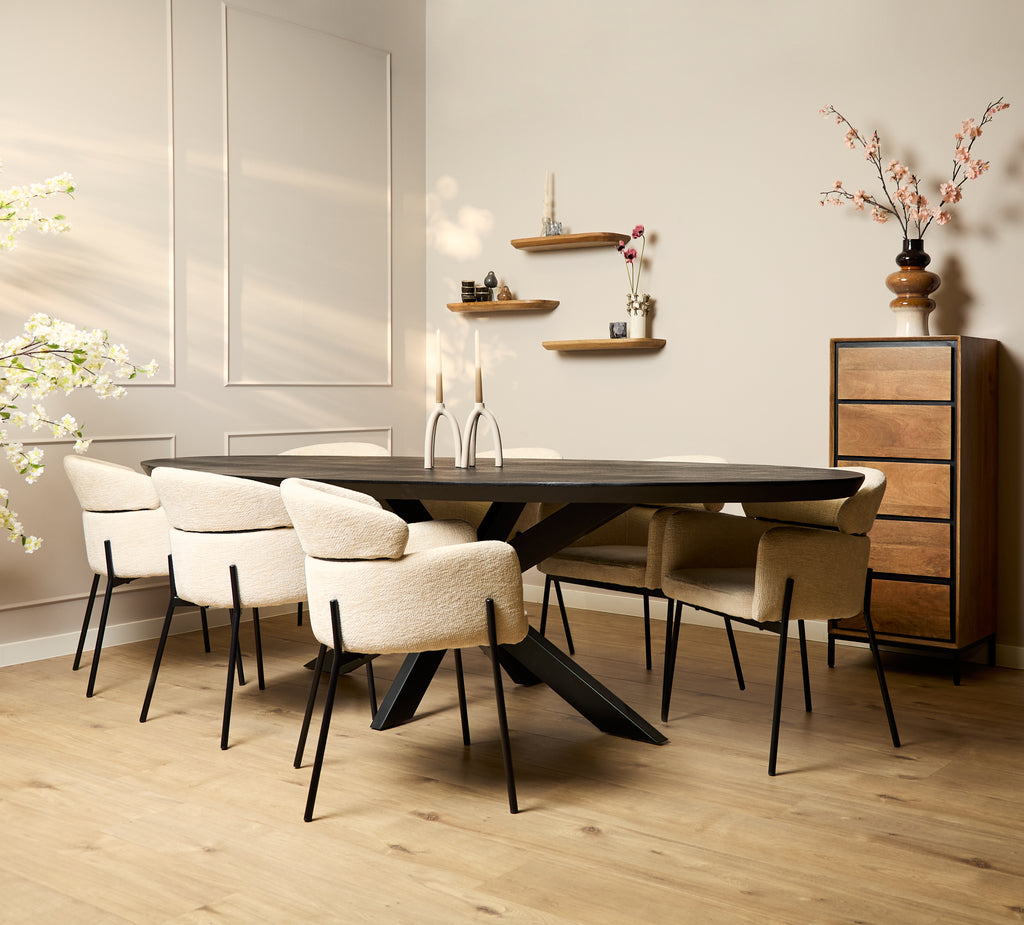 Eettafel Ovaal Brandy Black | Massief mango | Zwart