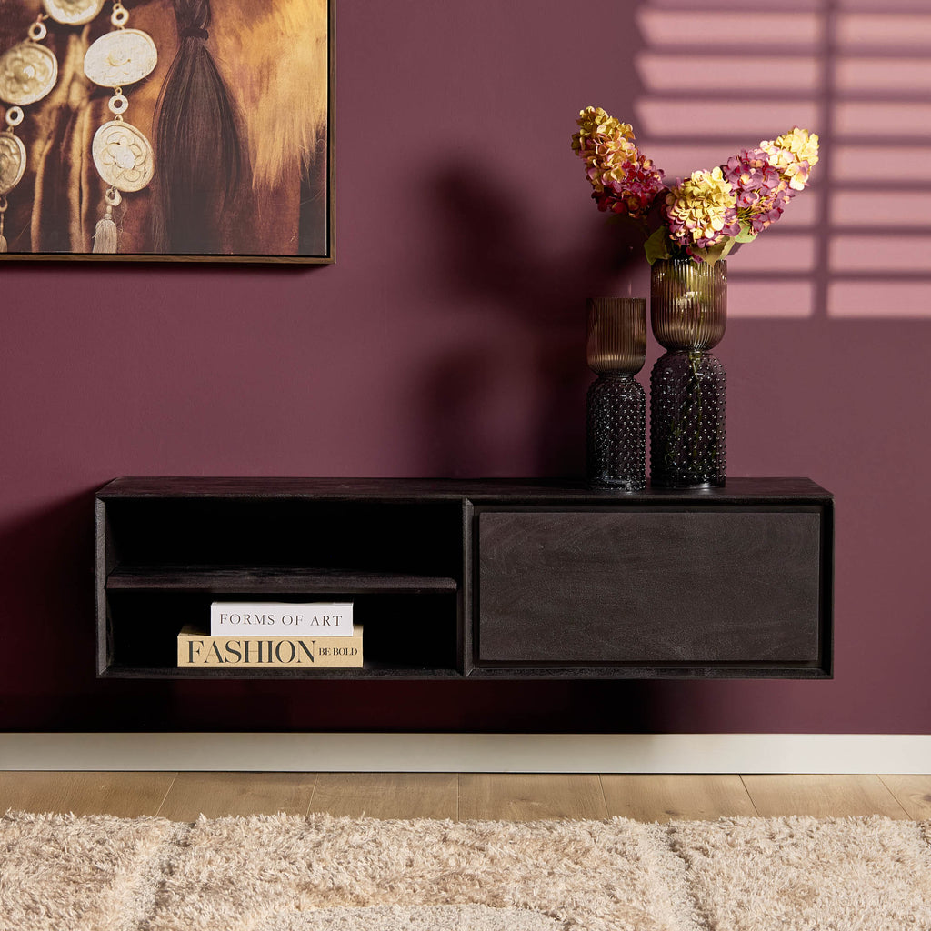 Tv-meubel Ambiance | Zwevend | Mangohout Zwart