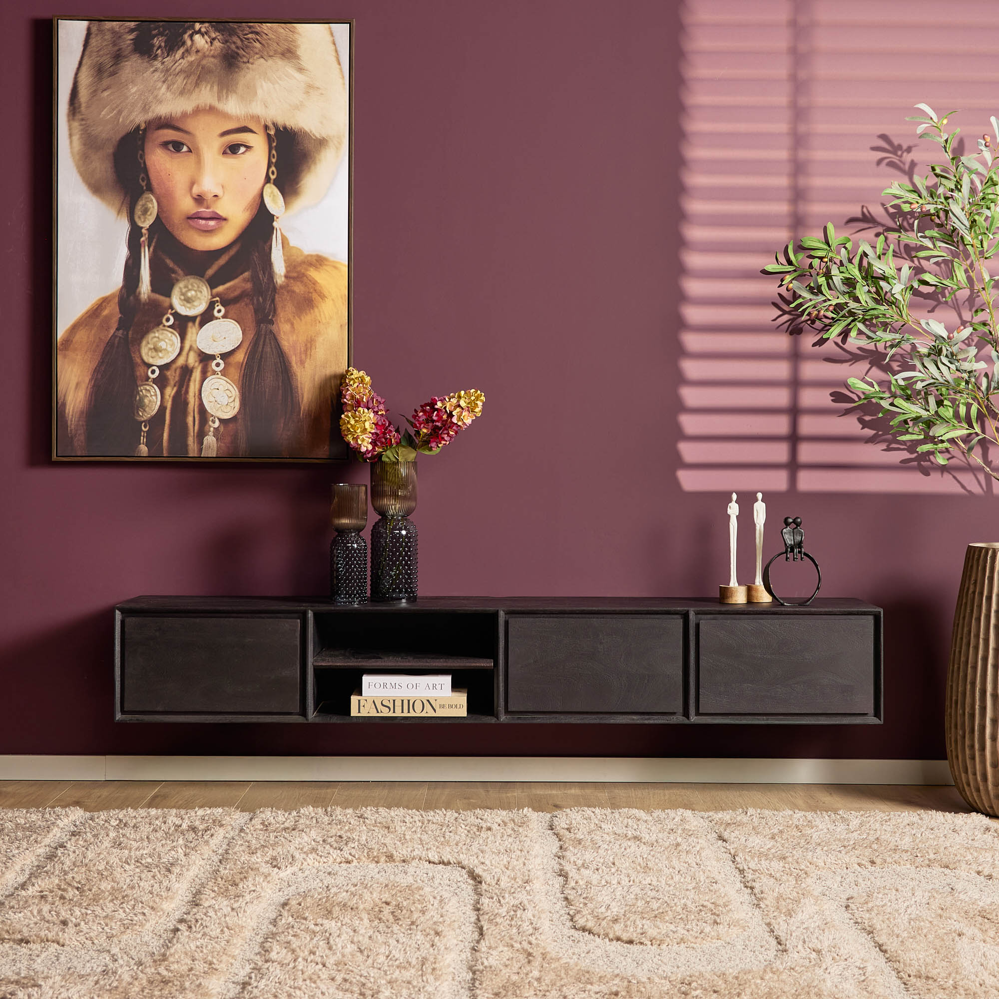 TV-meubel Ambiance | Zwevend | Mangohout Black