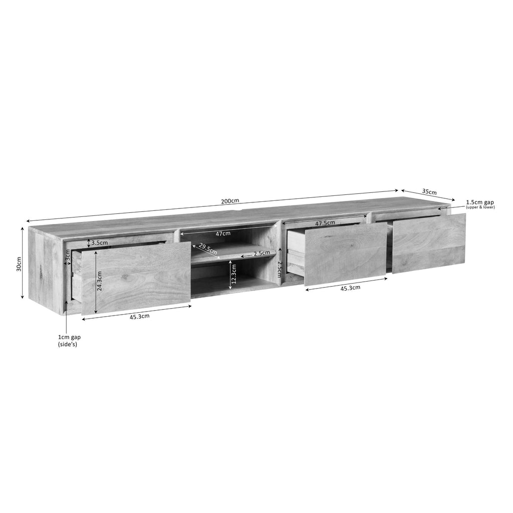 TV-meubel Ambiance | Zwevend | Mangohout Black