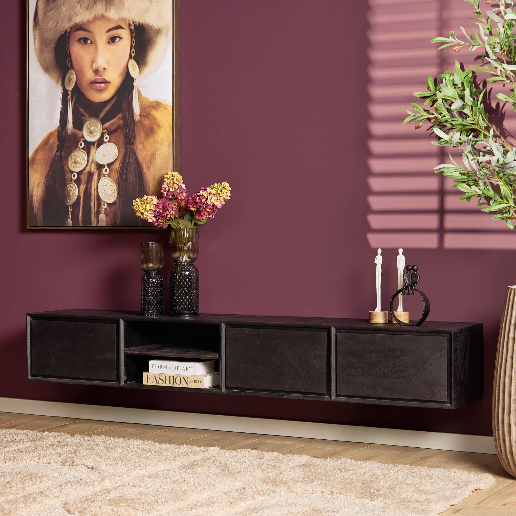 TV-meubel Ambiance | Zwevend | Mangohout Black