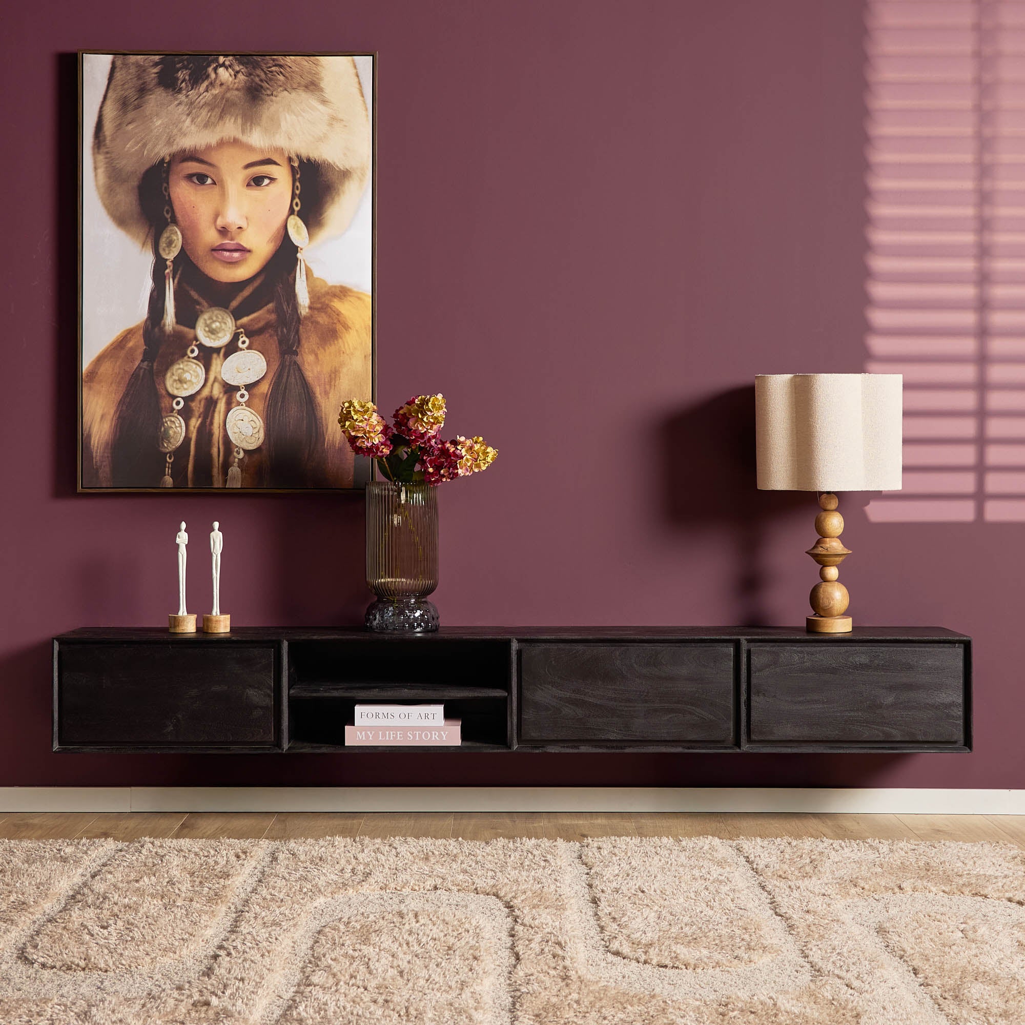 TV-meubel Ambiance | Zwevend | Mangohout 240 cm