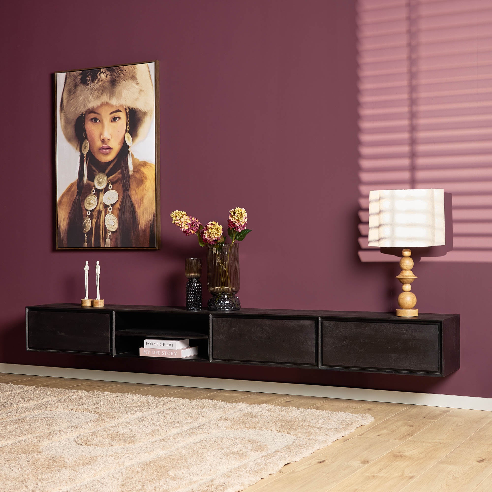 TV-meubel Ambiance | 280 cm | Mangohout Black