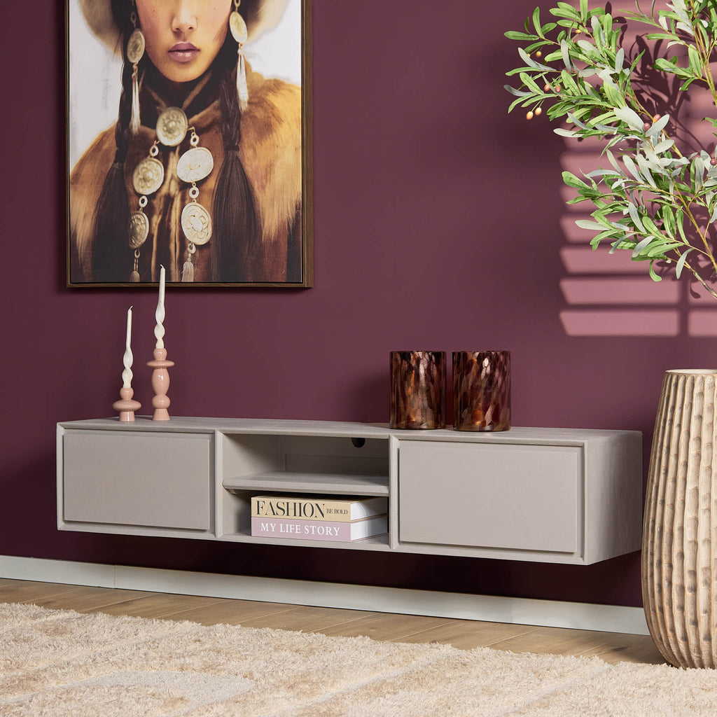 Tv-meubel Ambiance | Zwevend | Mangohout Taupe