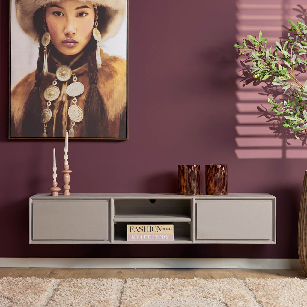 Tv-meubel Ambiance | Zwevend | Mangohout Taupe