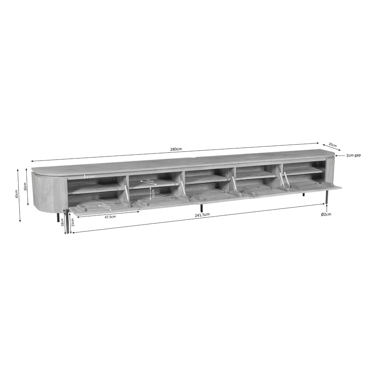 Tv-meubel Excellent Naturel | 280 cm