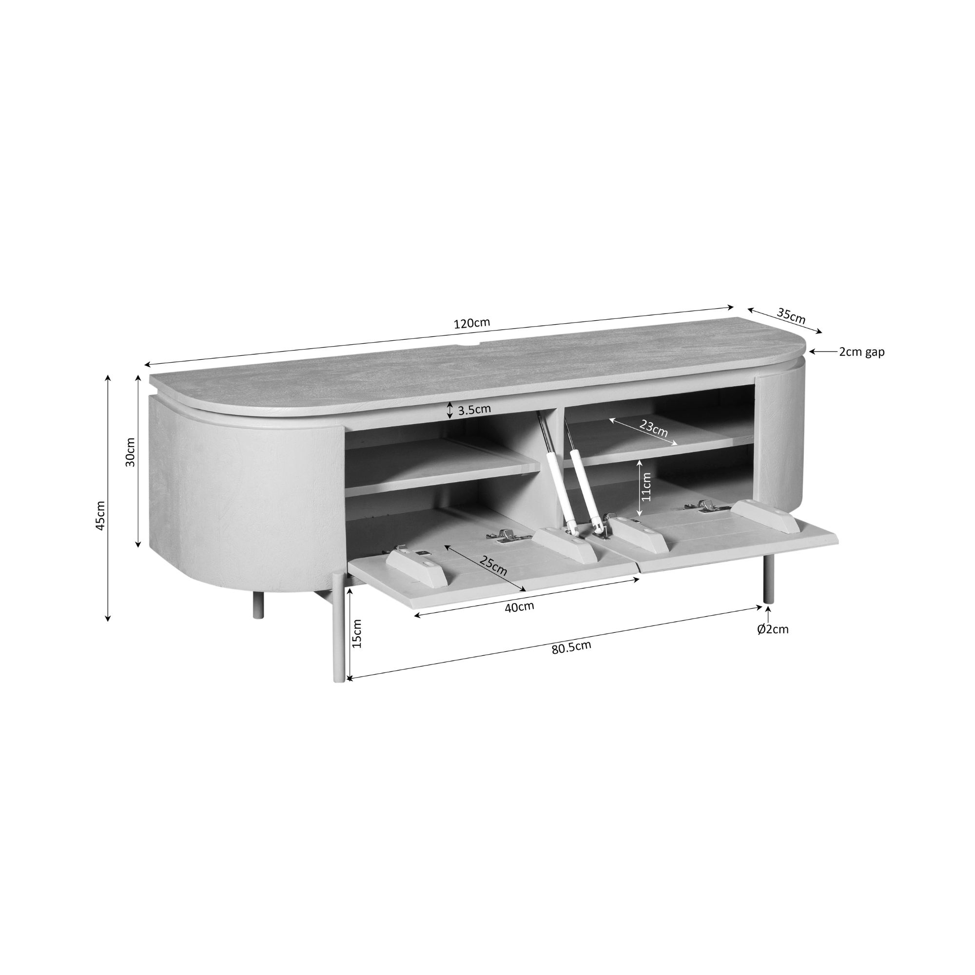 TV-Meubel Excellent | Zwevend | Mango Zwart
