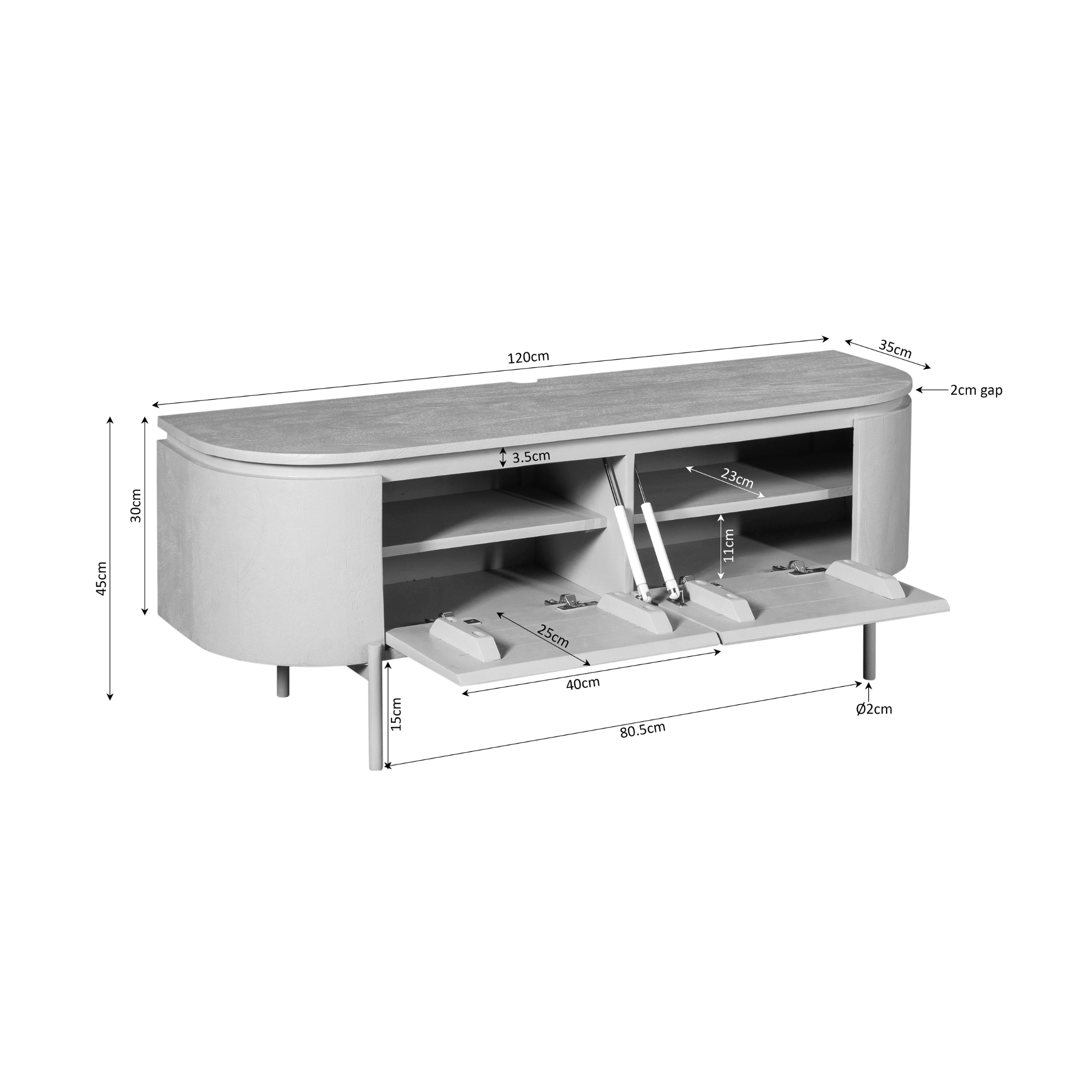 TV-meubel Excellent Sand | Zwevend | Mango