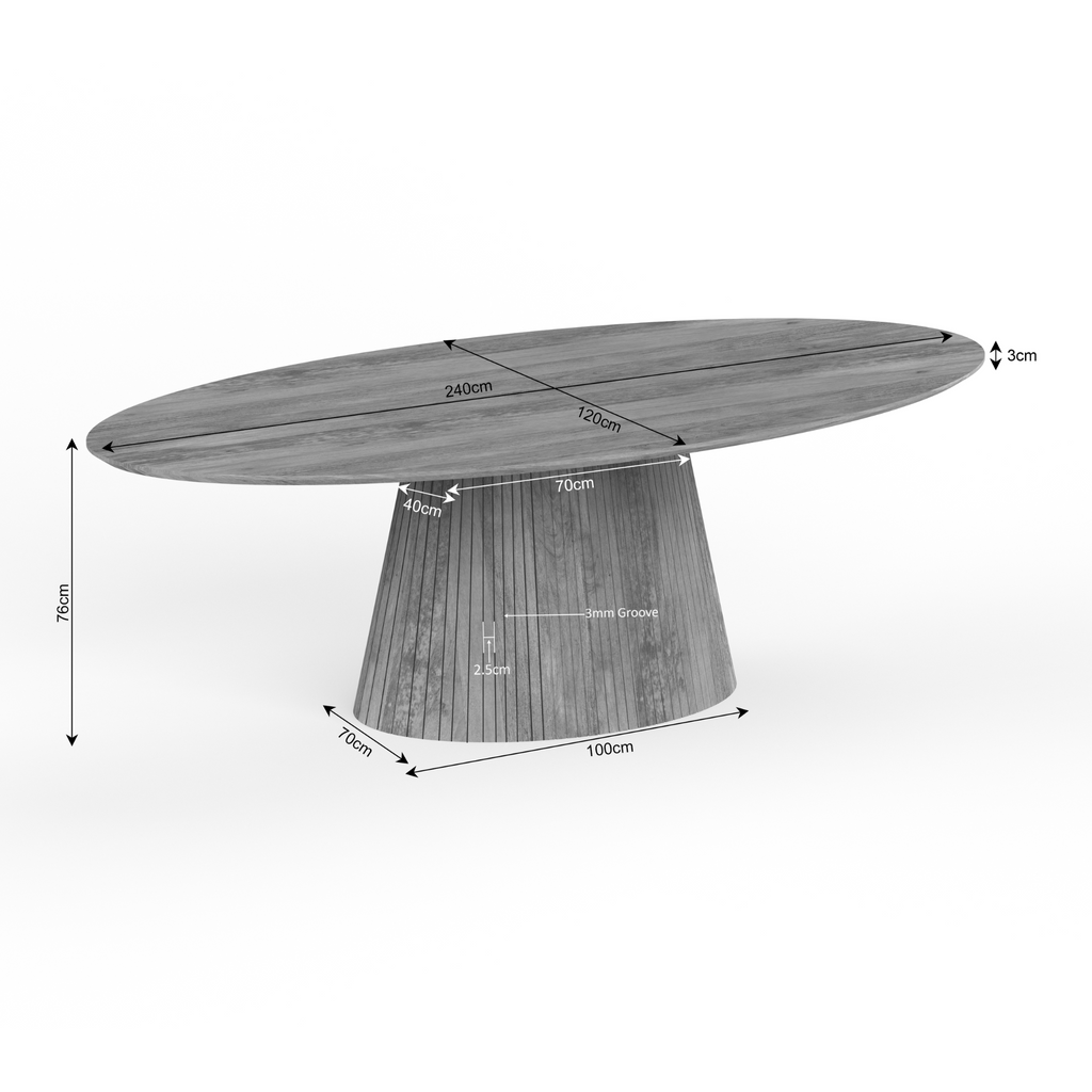 Eettafel Solana | Ovaal | Lattenpoot 240x120