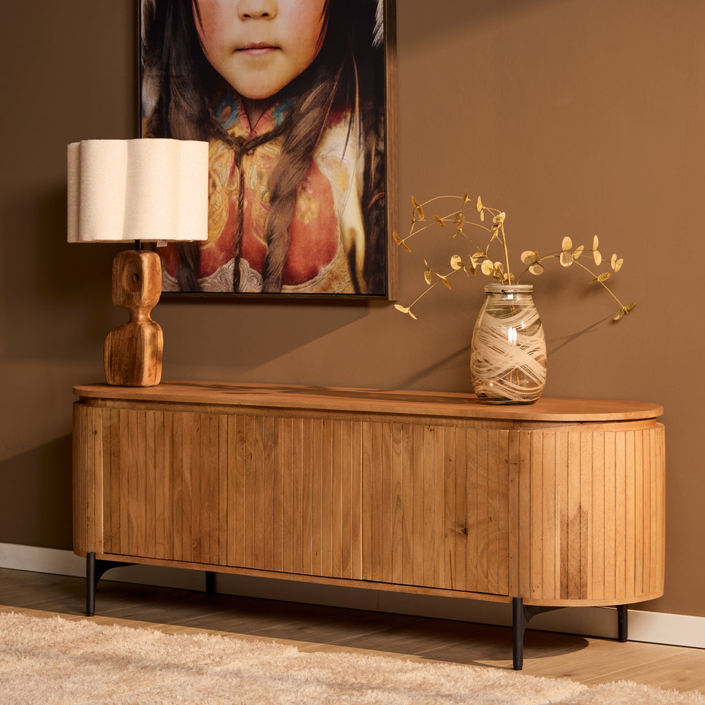 Tv meubel Solana | 3 deurtjes | Mangohout naturel