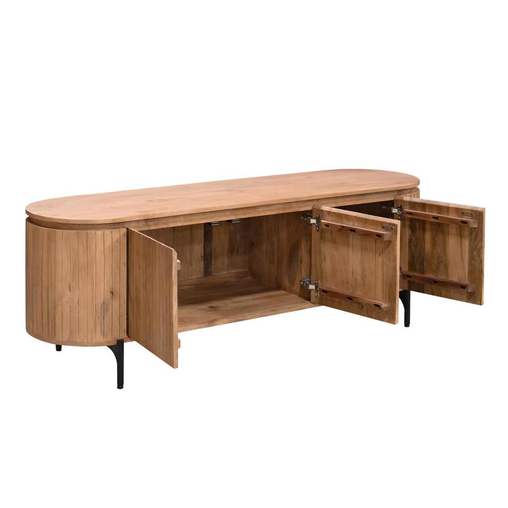 Tv meubel Solana | 3 deurtjes | Mangohout naturel