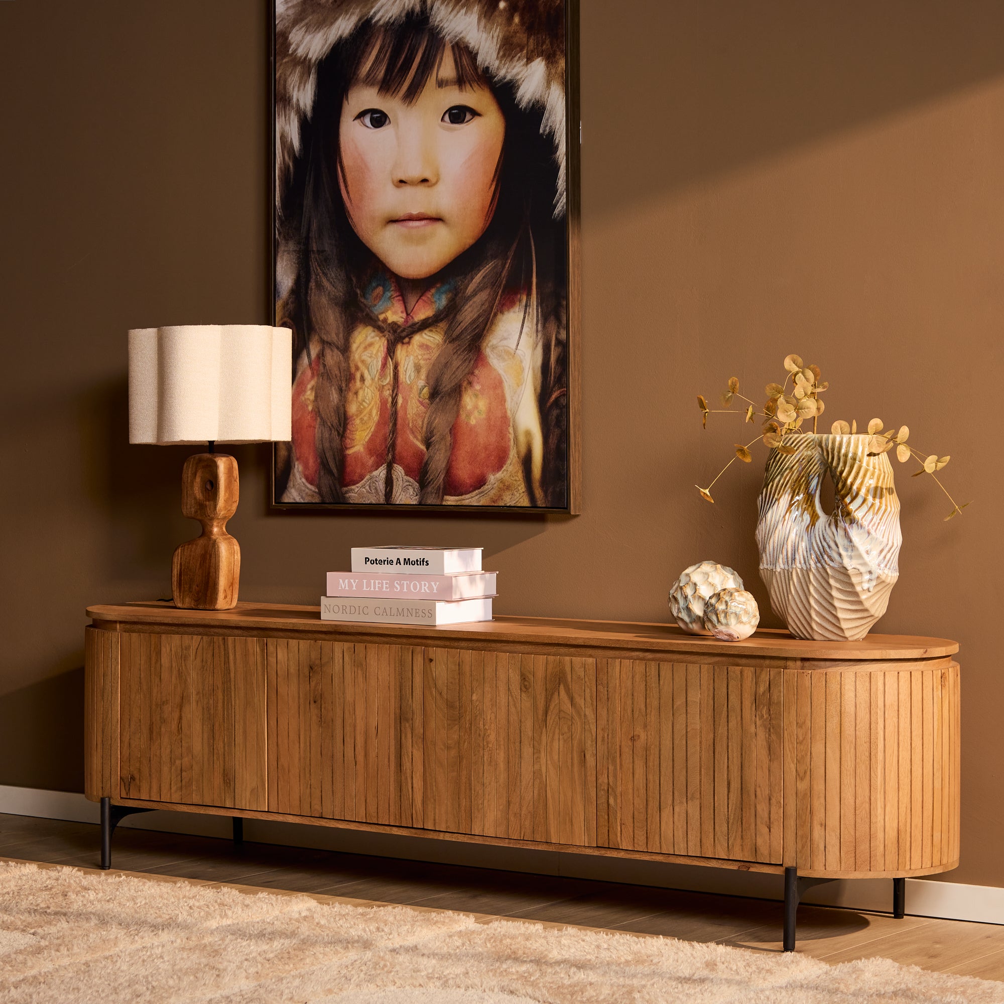 Tv meubel Solana | 210 cm | Verticale latten