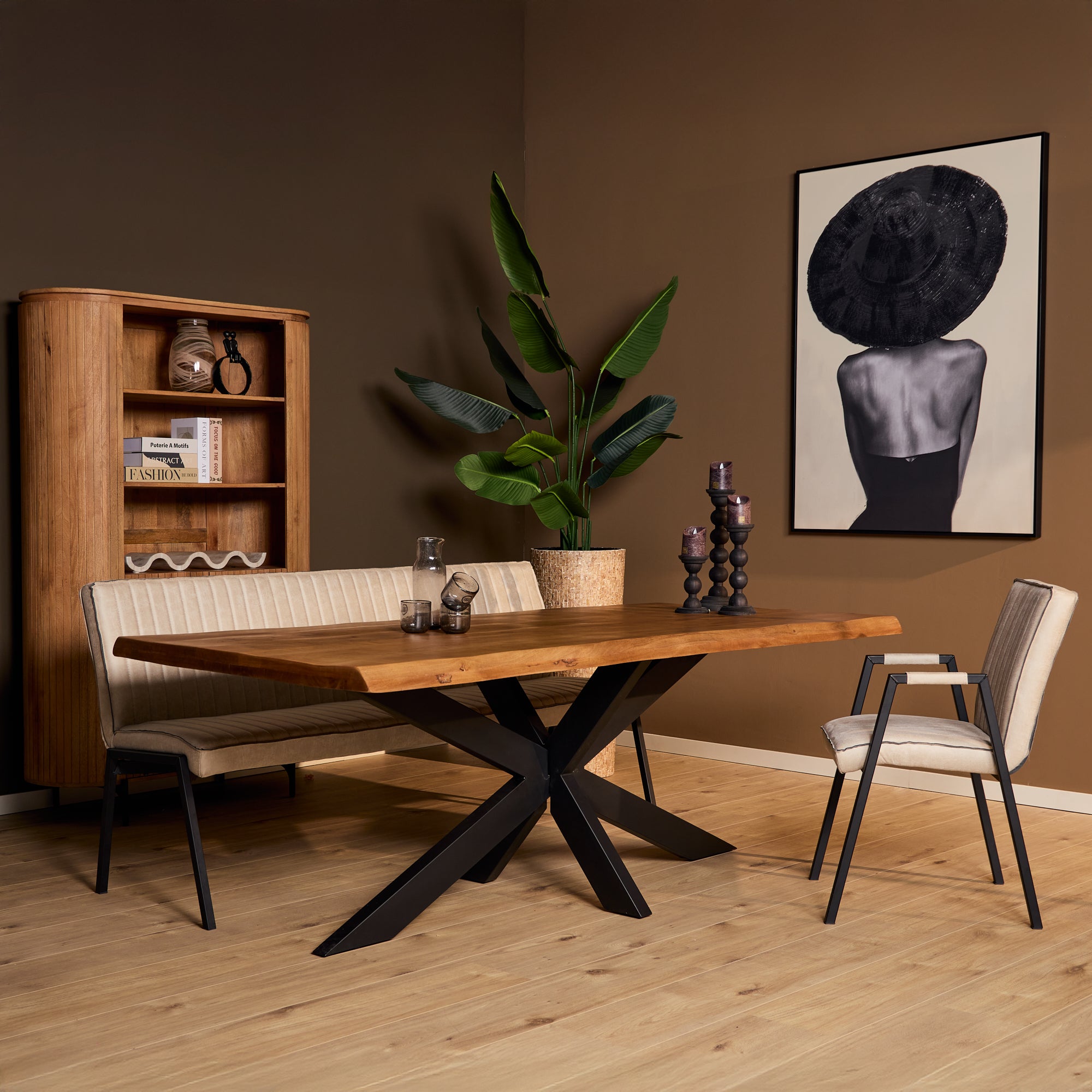Eettafel Boomstam | Boston | Mangohout & Metaal