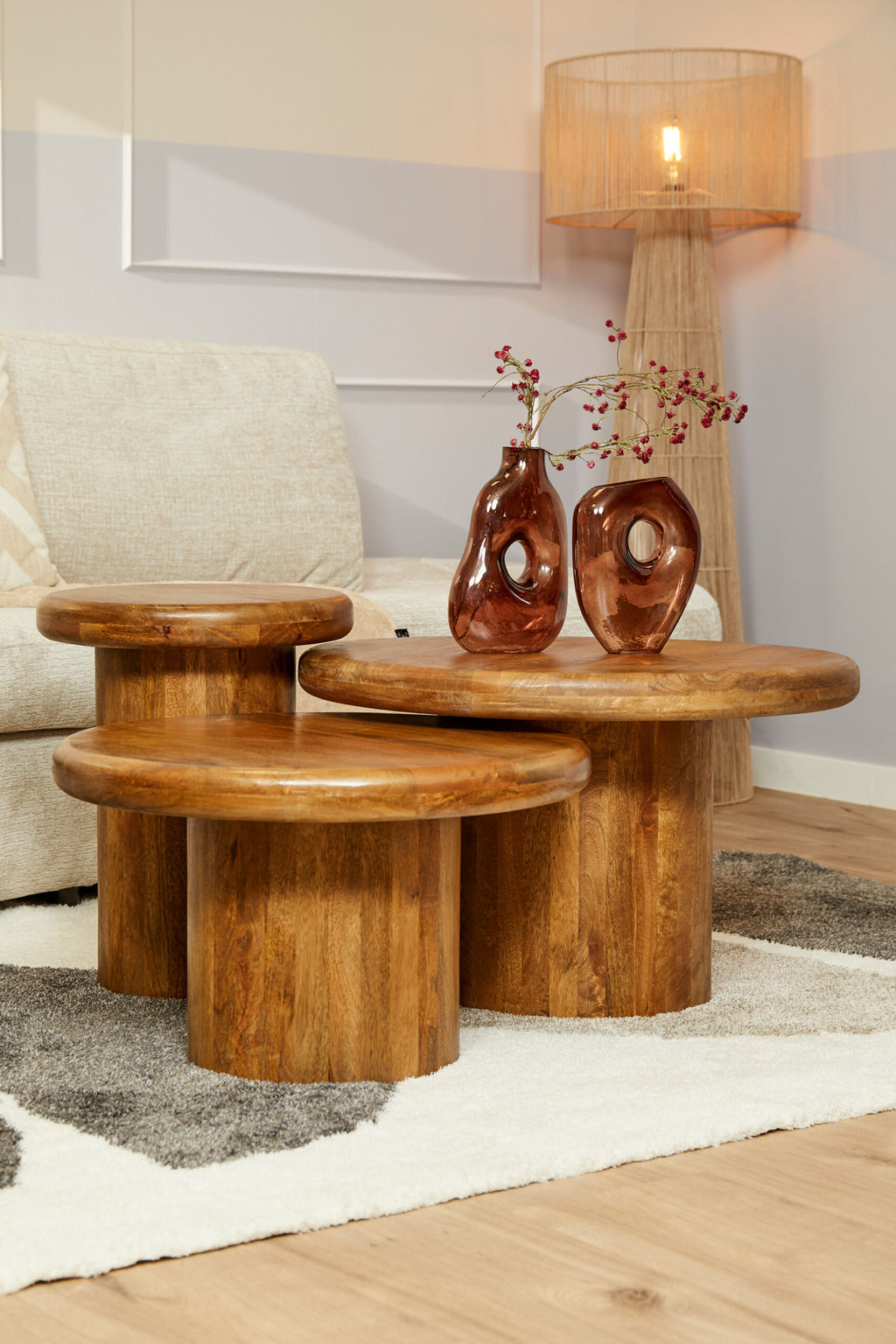 Salontafel Maya | Set van 3 | Massief mangohout