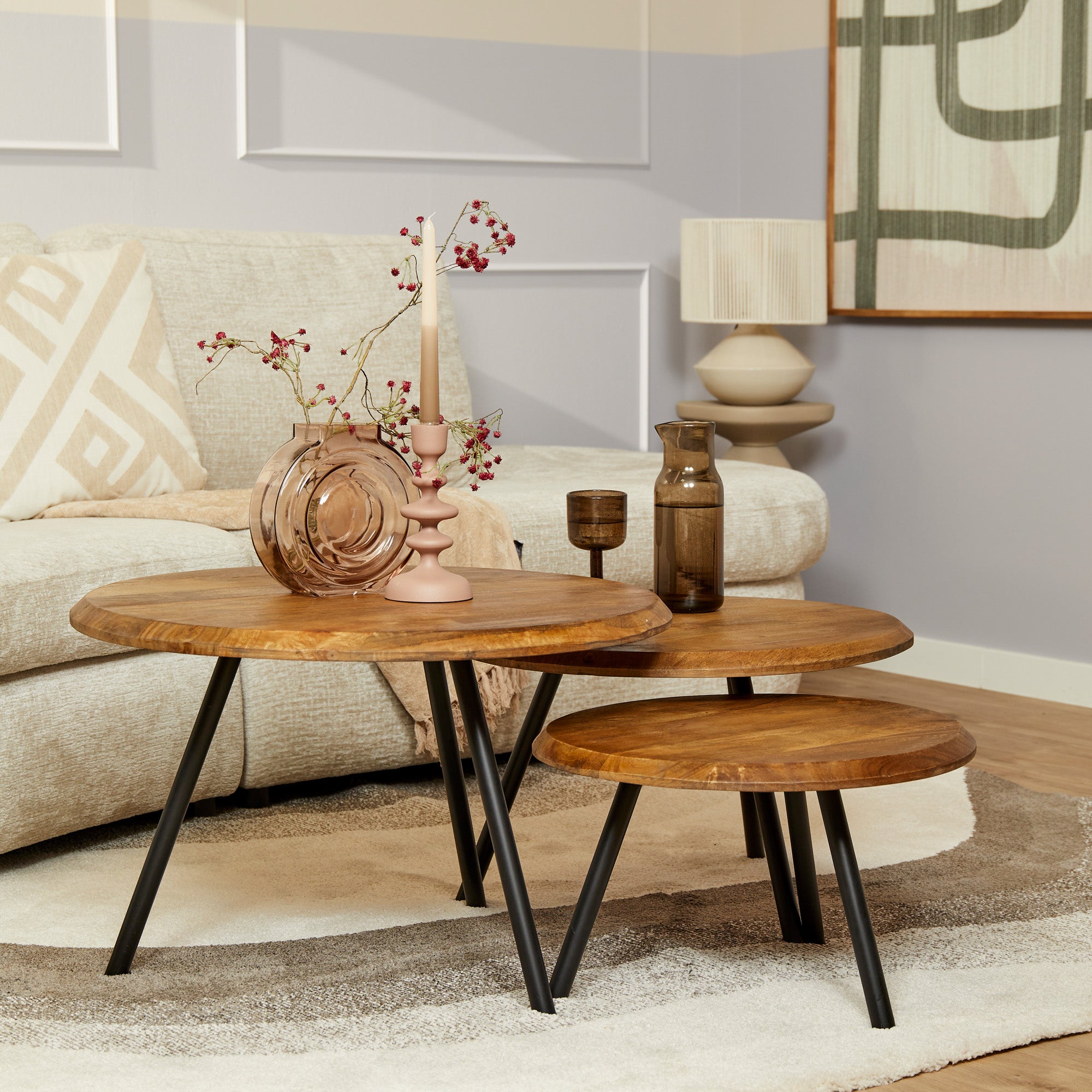 Salontafel Ohio | Set van 3 | Massief mangohout