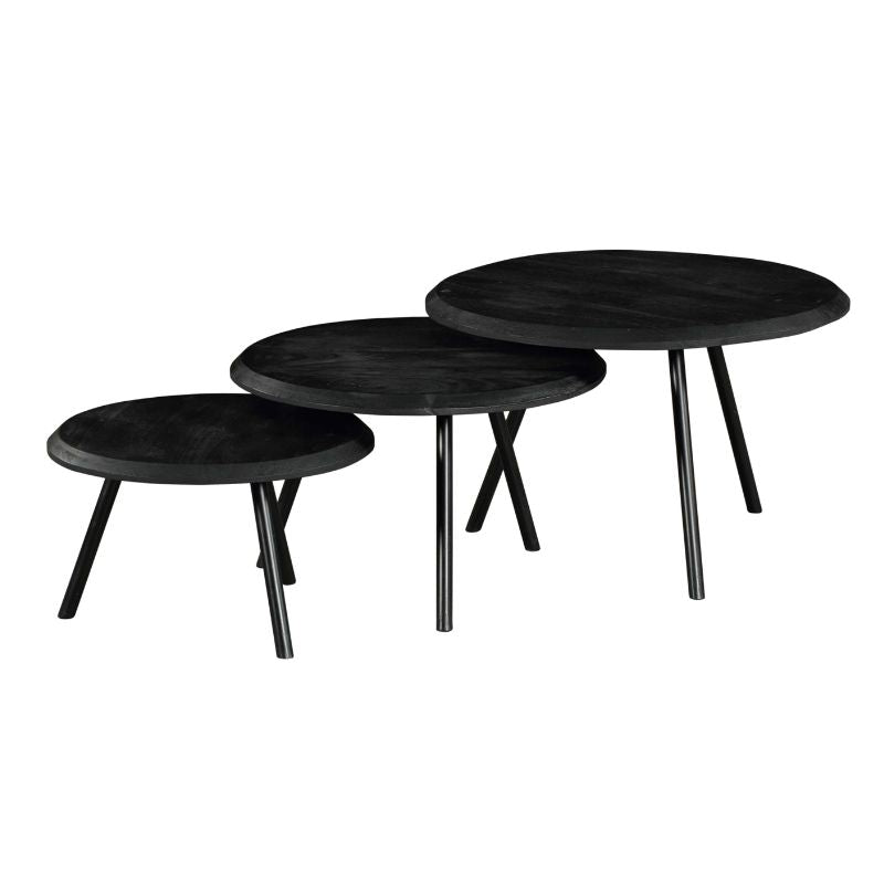 Salontafel Set Ohio | 3-delig | Massief mango zwart