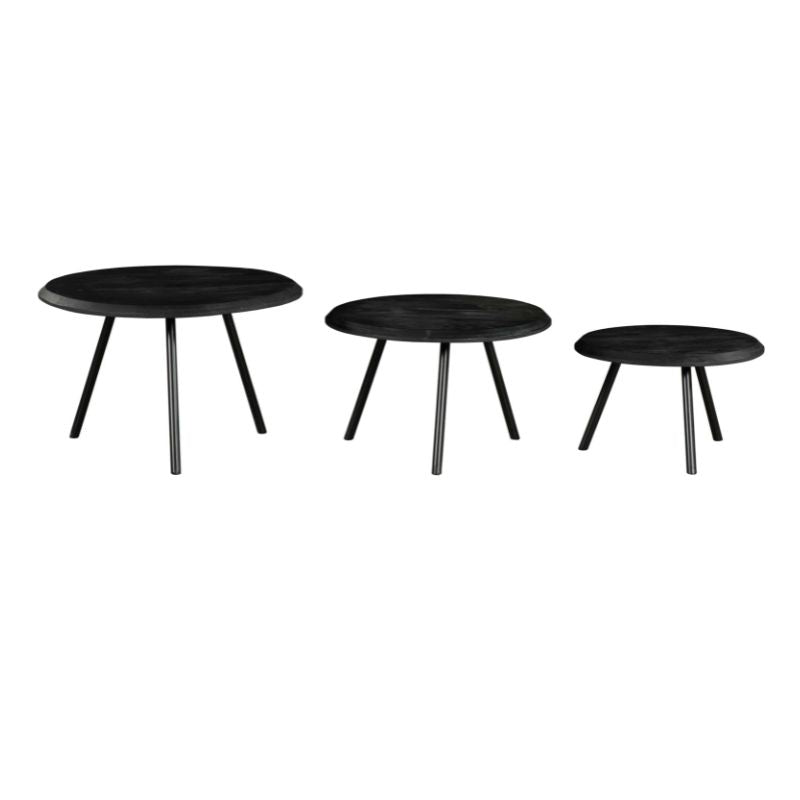 Salontafel Set Ohio | 3-delig | Massief mango zwart
