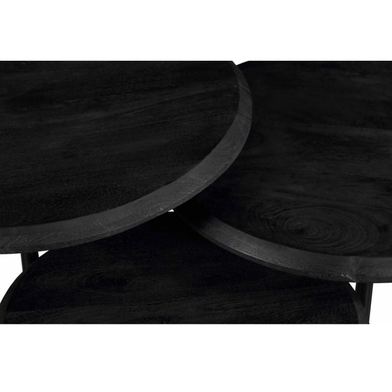 Salontafel Set Ohio | 3-delig | Massief mango zwart