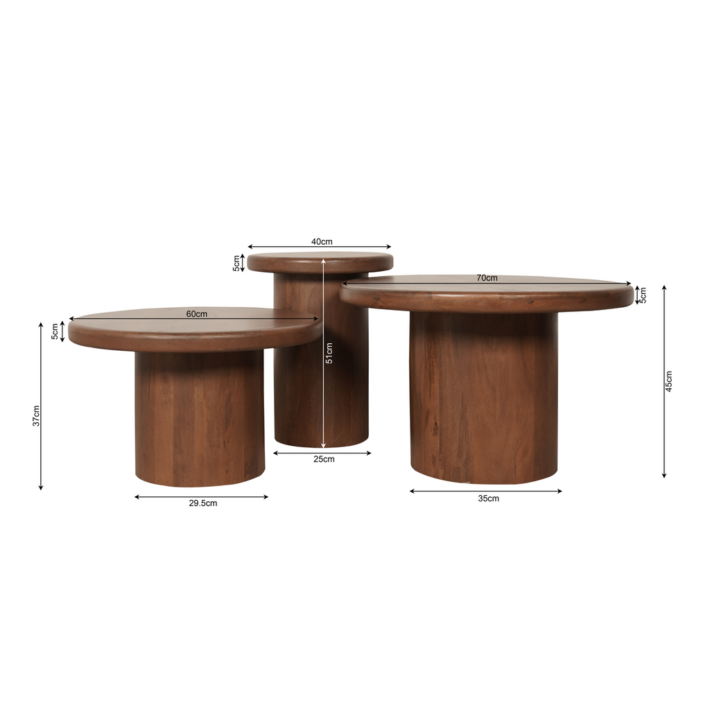 Salontafel Set Maya | 3-delig | Mango walnoot