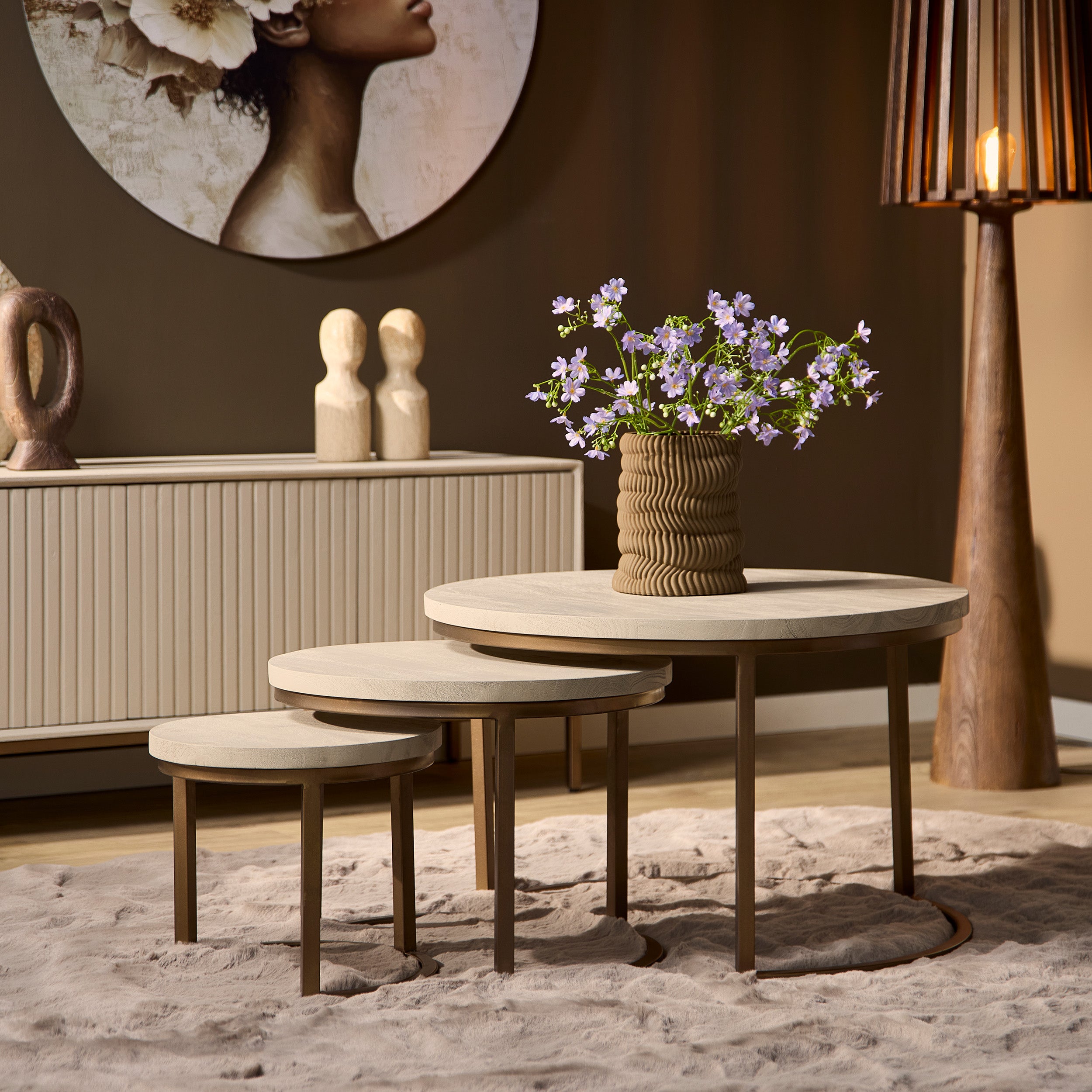 Salontafel Madison Sand | Set van 3 | Mangohout