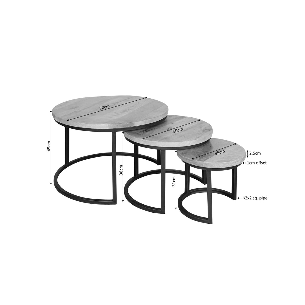 Salontafel Madison Sand | Set van 3 | Mangohout