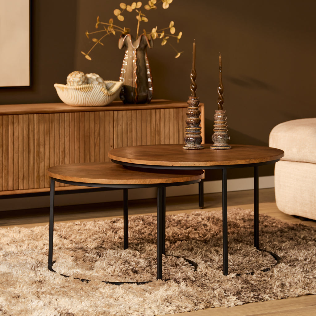 Salontafel Madison | Set van 2 | Massief mango naturel