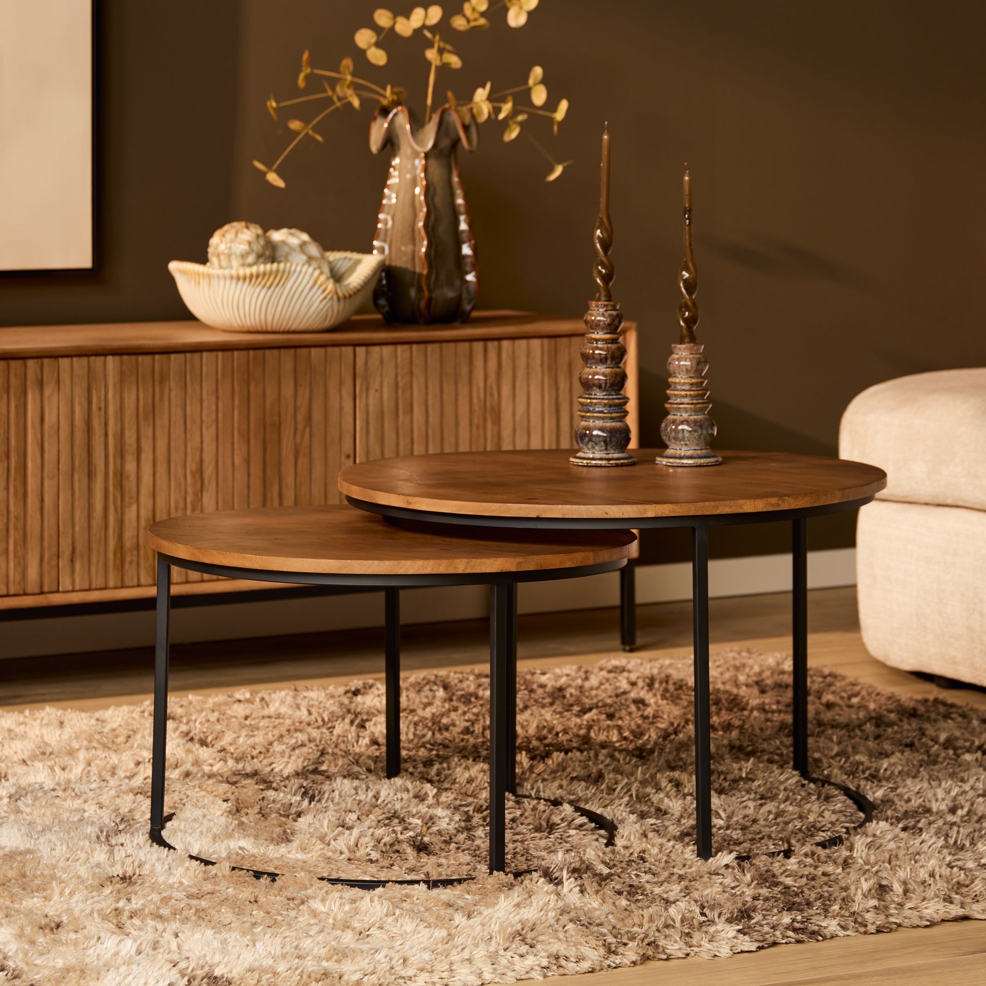 Salontafel Madison | Set van 2 | Massief mango naturel