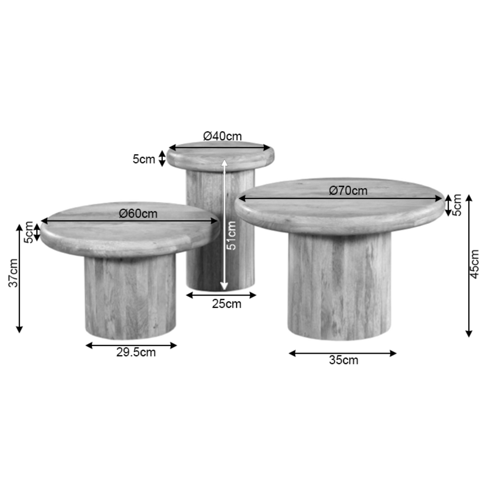 Salontafel Set Maya | 3-delig | Mangohout brown