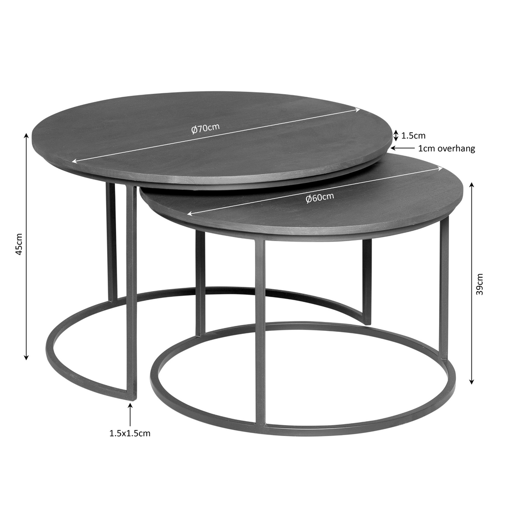 Salontafel Madison Brown | Set van 2 | Massief mango