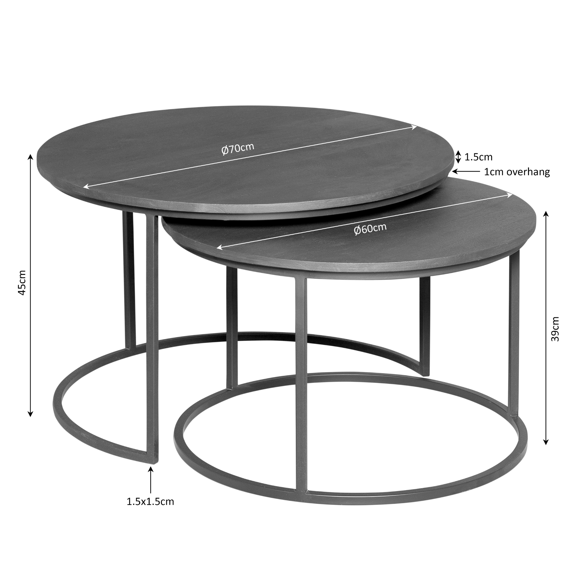 Salontafel Madison Brown | Set van 2 | Massief mango