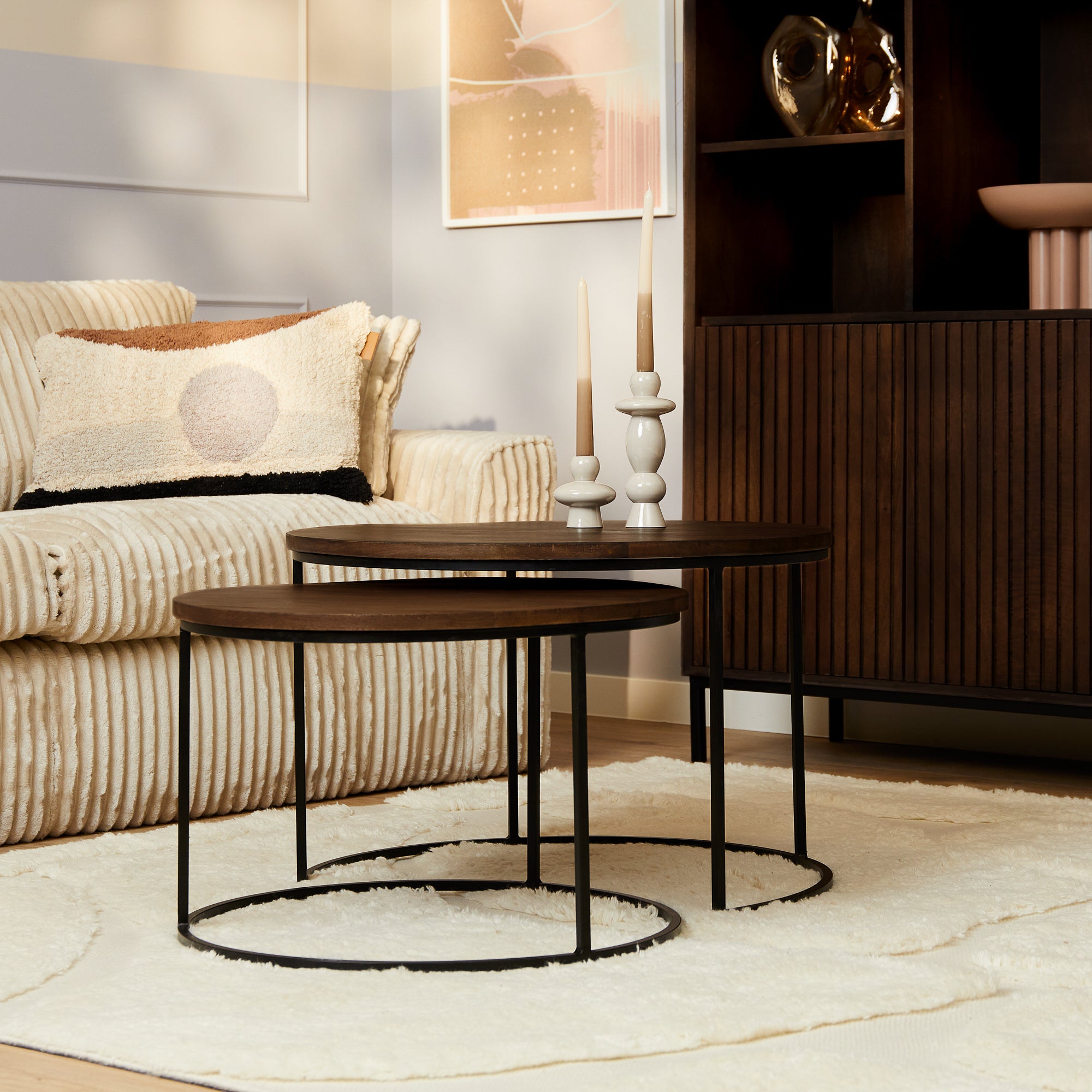 Salontafel Madison Brown | Set van 2 | Massief mango