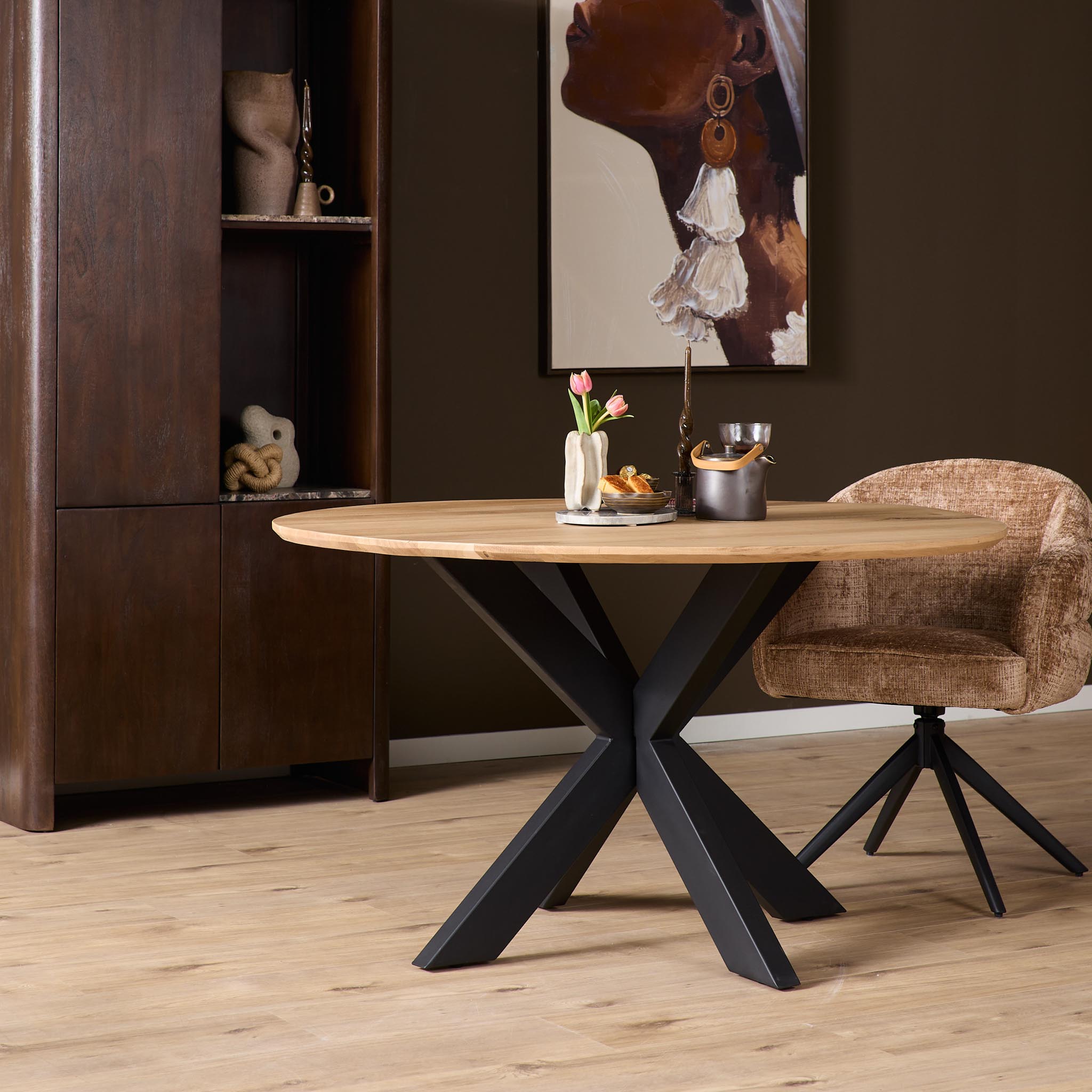 Eettafel Ferris | Rond Ø130 | Massief eiken naturel