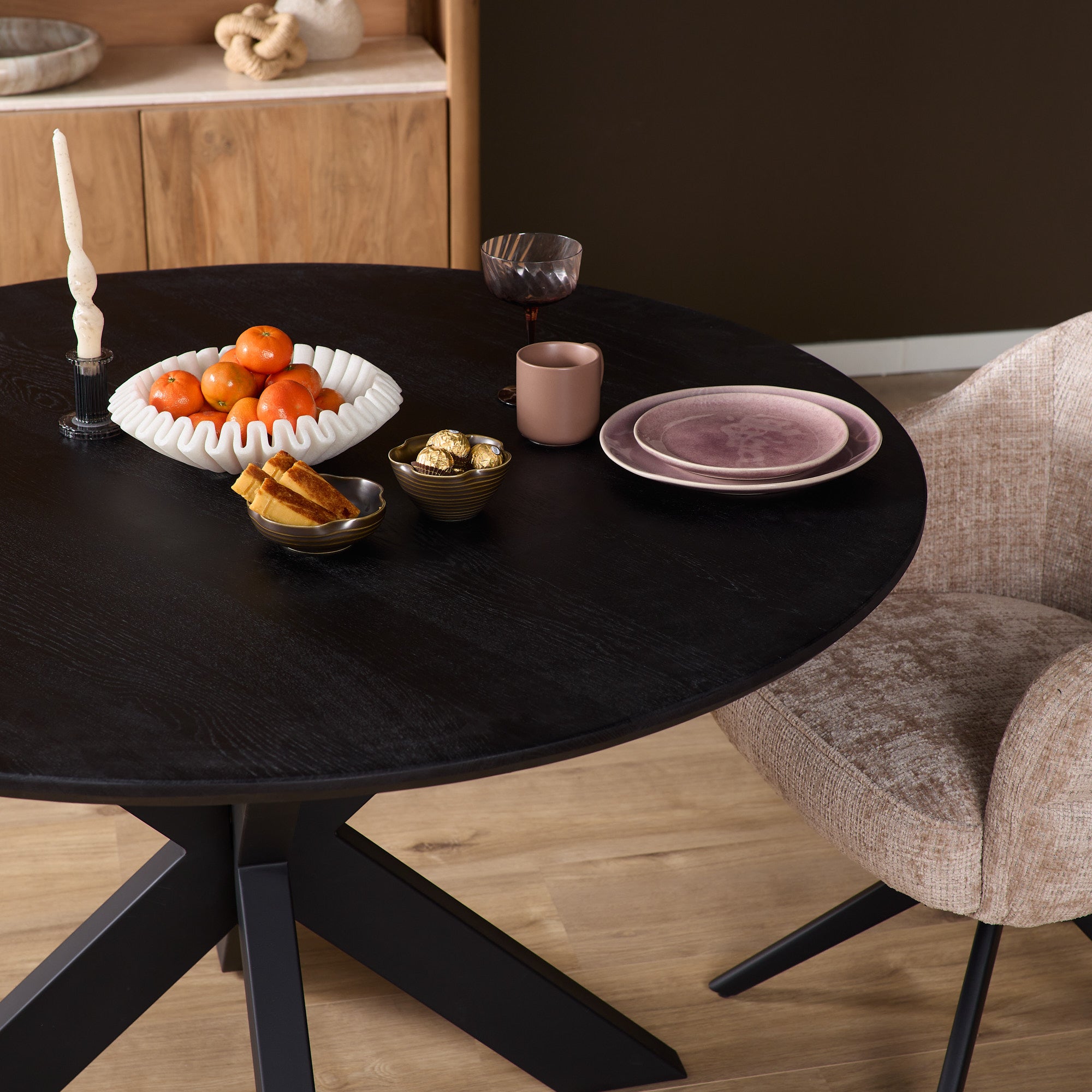 Eettafel Ferris | Rond Ø130 | Europees eiken naturel