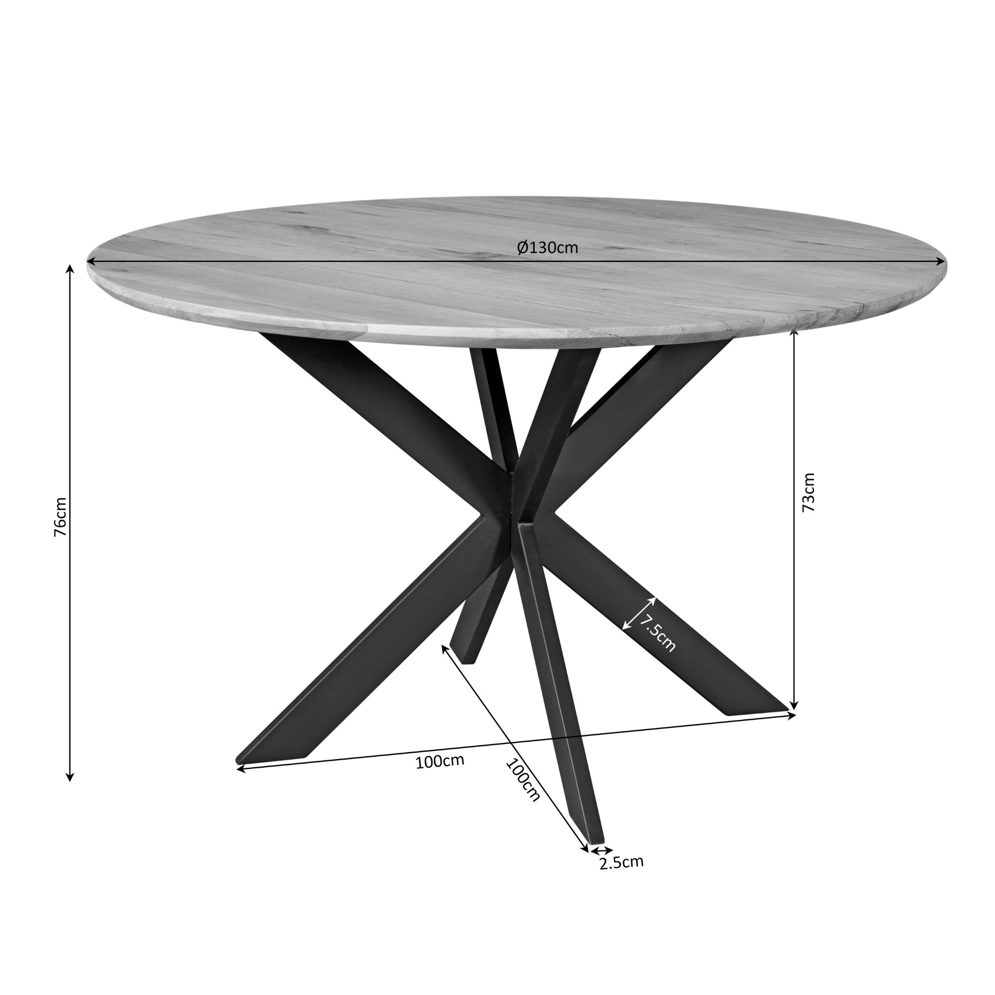 Eettafel Ferris | Rond Ø130 | Massief eiken naturel