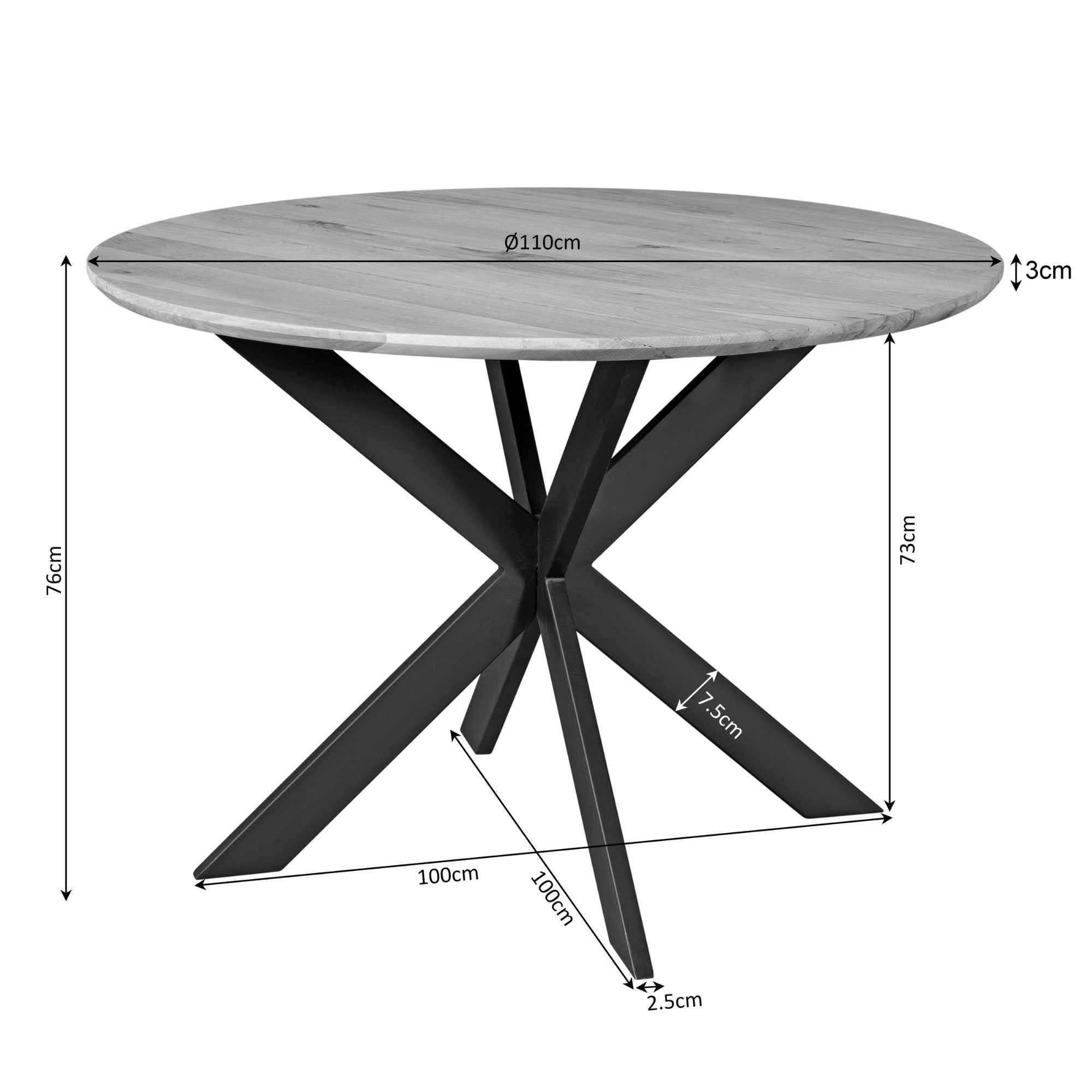 Eettafel Ferris | Massief eiken | Ø130 cm
