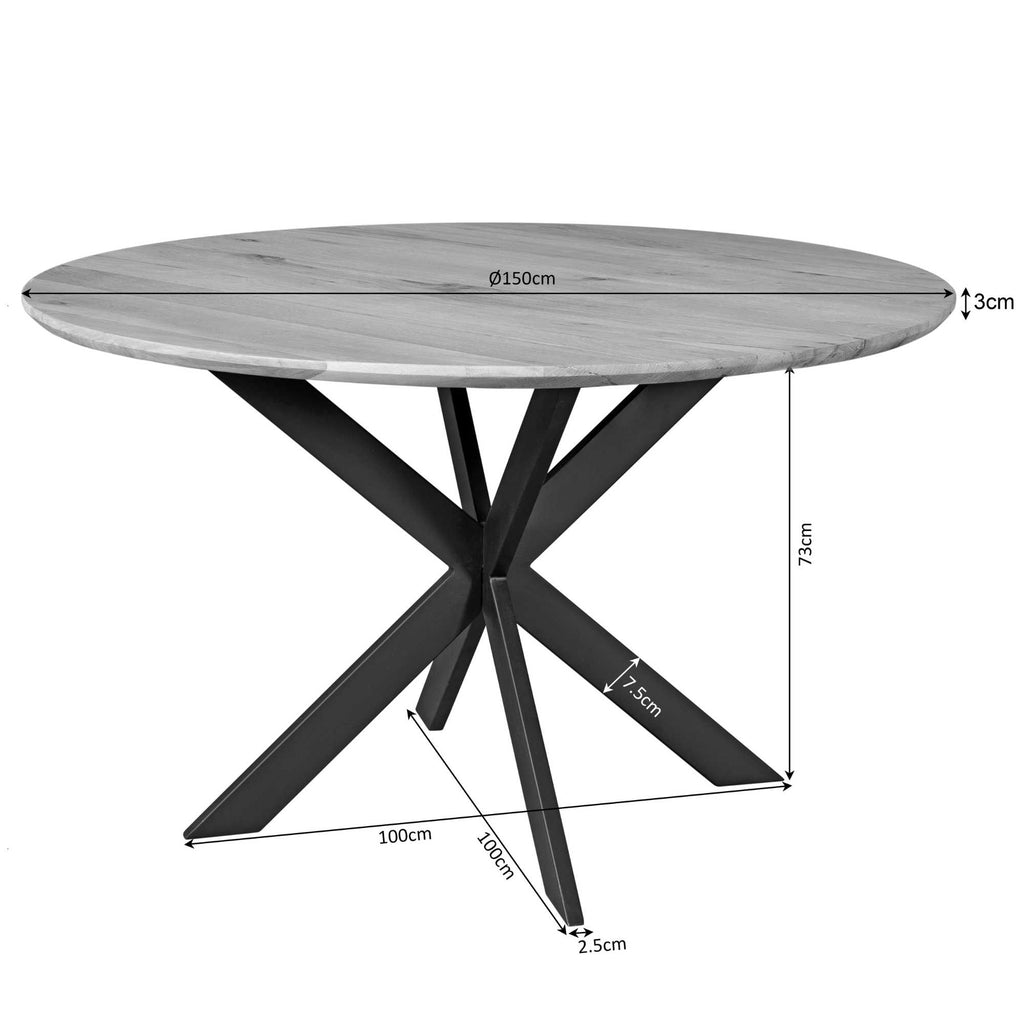 Eettafel Ferris | Massief Eiken | Ø150 cm