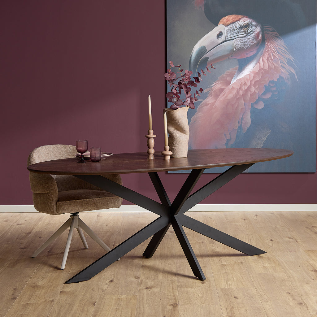 Eettafel Ferris | Massief eiken 3 cm | Stalen frame