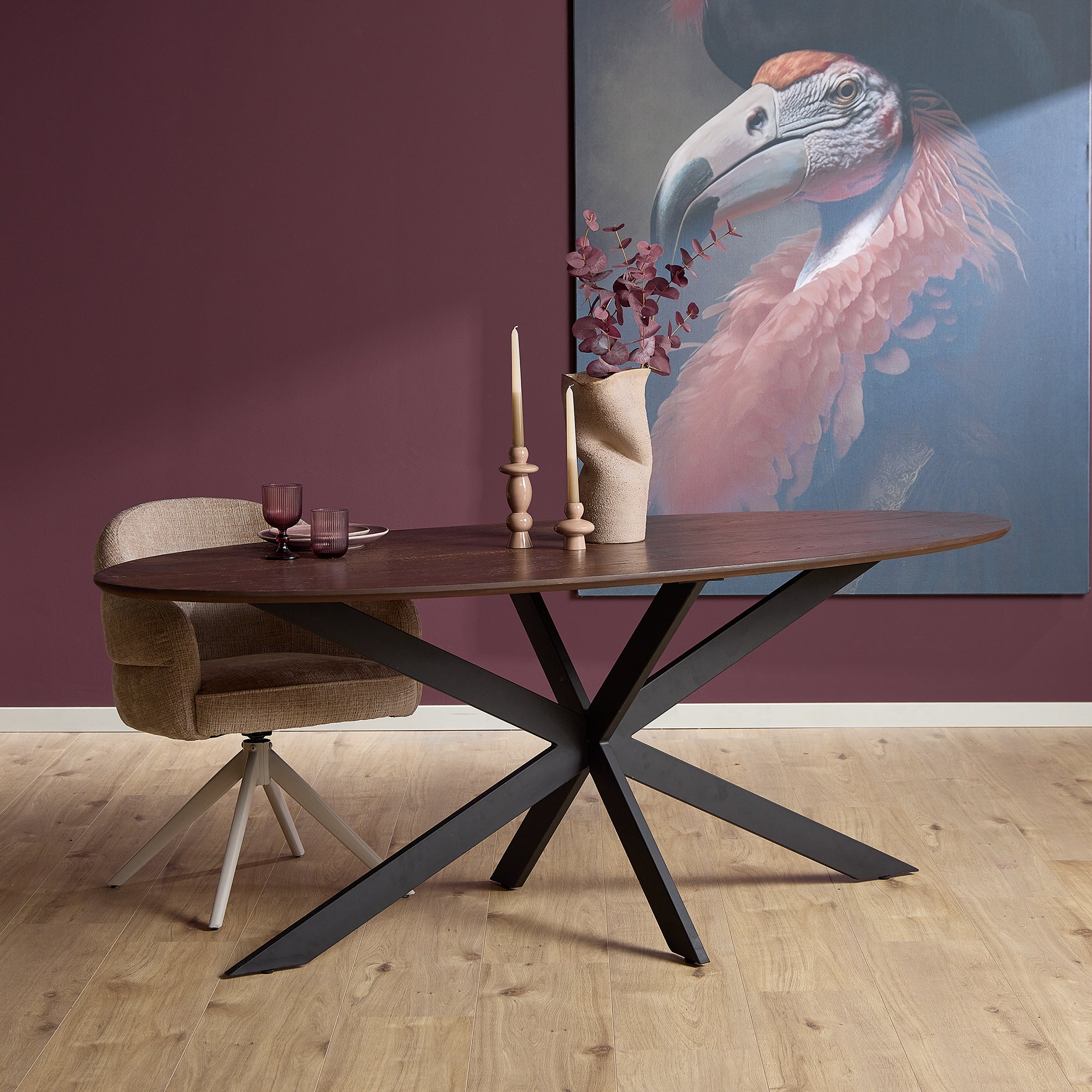 Eettafel Ferris | Massief Europees eiken | Stalen frame