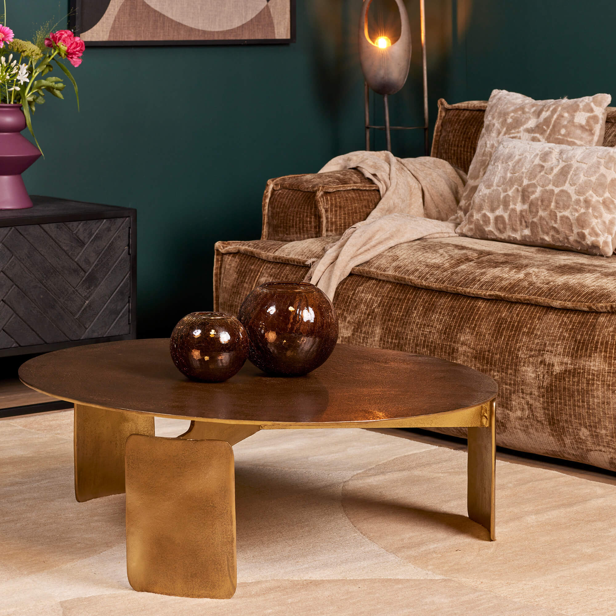 Salontafel Darwin | Rond | Aluminium met gouden finish
