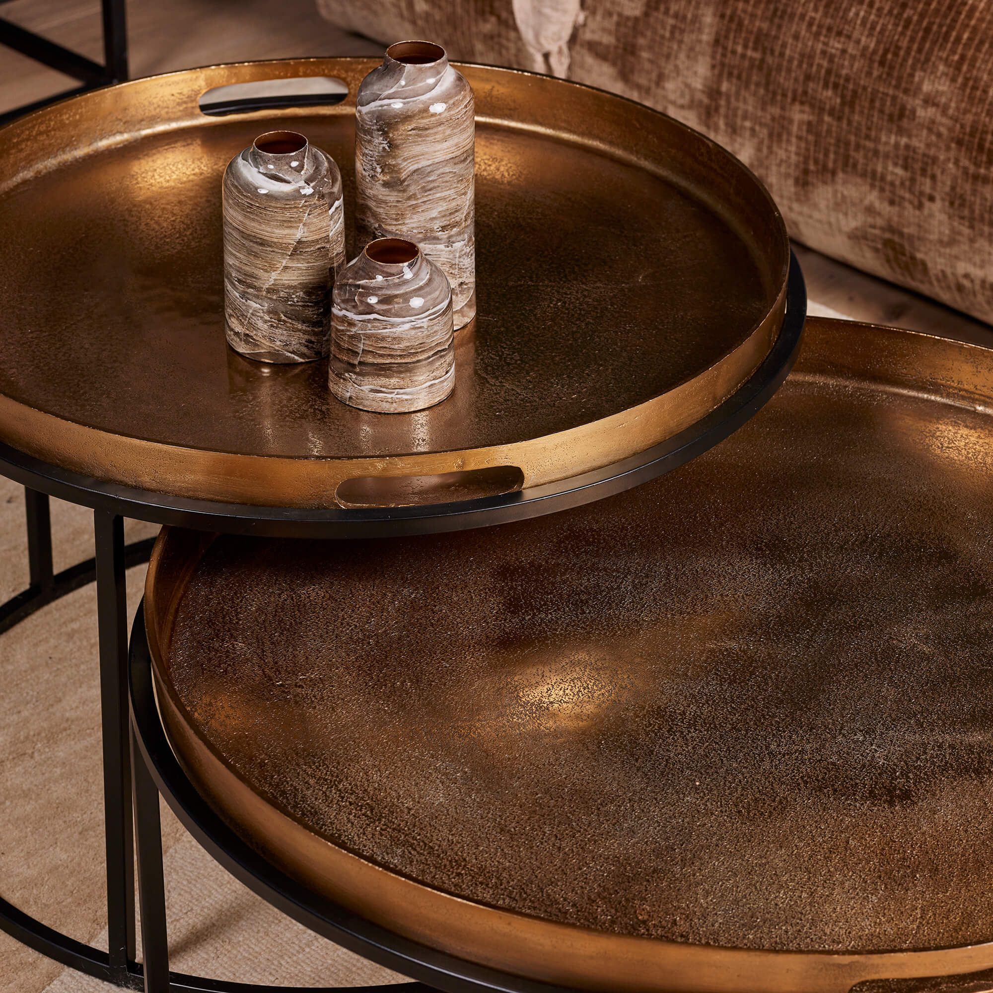 Salontafel Puck | Set van 2 | Goud & Zwart