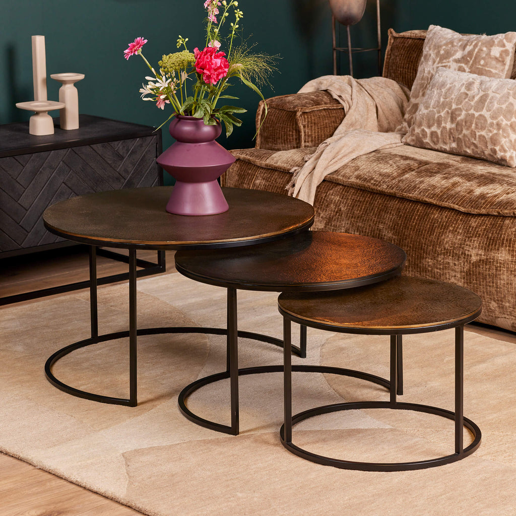 Salontafel Xaro | Set van 3 | Goud & Zwart