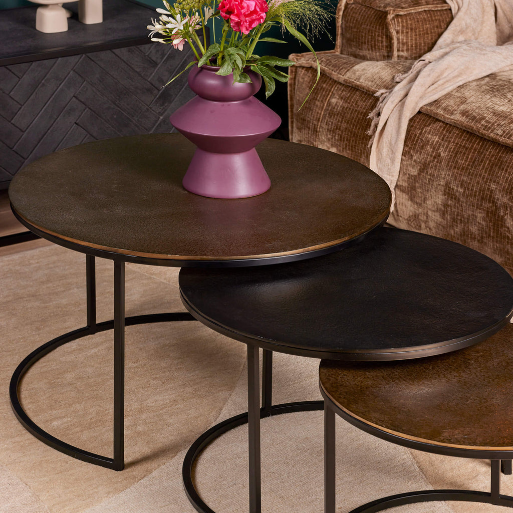 Salontafel Xaro | Set van 3 | Goud & Zwart