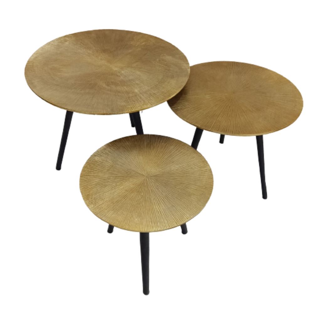 Bijzettafel Set Ryas | 3-delig | Goud & Zwart