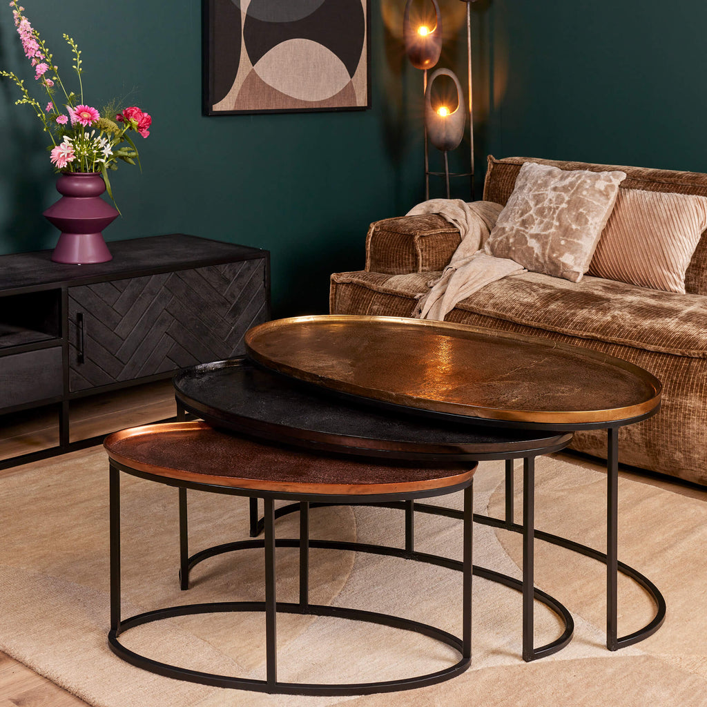Salontafel Raley | Set van 3 | Ovaal aluminium