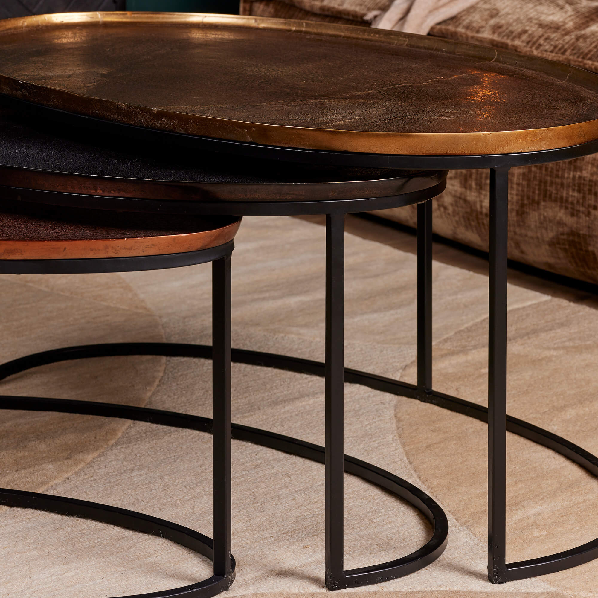 Salontafel Raley | Set van 3 | Ovaal aluminium